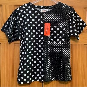 Pebble Court Vintage Black/White Polka Dot Top